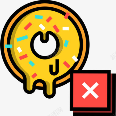 甜甜圈健康生活8线性颜色图标图标
