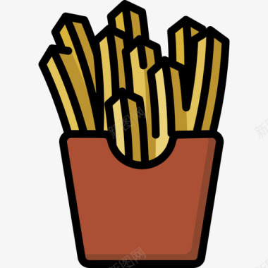 薯条食品甜点2线性颜色图标图标