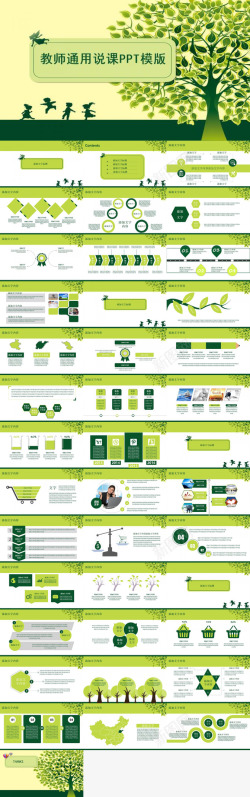 绿色春天实用绿色简约清新教师教学说课培训