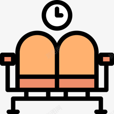 候机室12号机场线性颜色图标图标