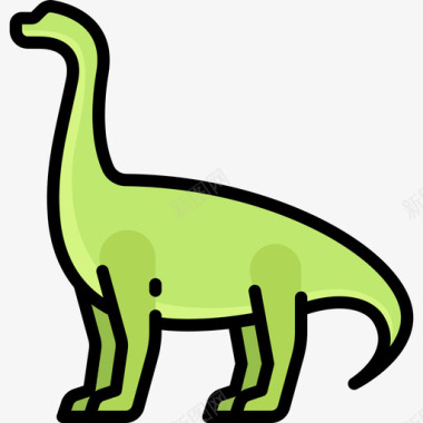 恐龙动物与自然2线性颜色图标图标
