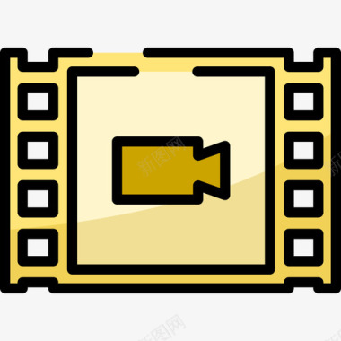 电影电影院12线性颜色图标图标
