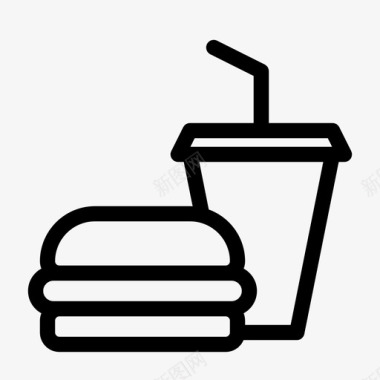 美食广场汉堡饮料图标图标