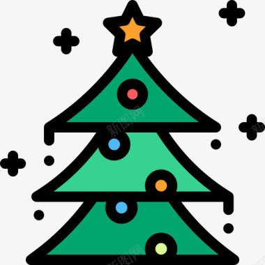 圣诞树圣诞70线形颜色图标图标
