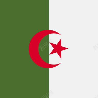 阿尔及利亚方形国家简单旗帜图标图标
