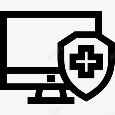 计算机互联网安全10线性图标图标