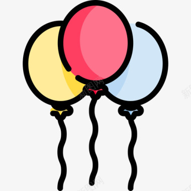 气球单身线性颜色图标图标