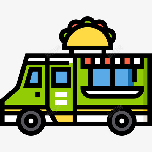 塔可卡车食品卡车2线性颜色图标svg_新图网 https://ixintu.com 塔可卡车 线性颜色 食品卡车2