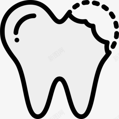 断牙牙齿护理4线状颜色图标图标
