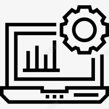 笔记本电脑数字营销38线性图标图标