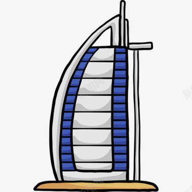 阿拉伯塔世界纪念碑色彩图标图标
