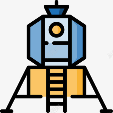 着陆器宇宙23线性颜色图标图标