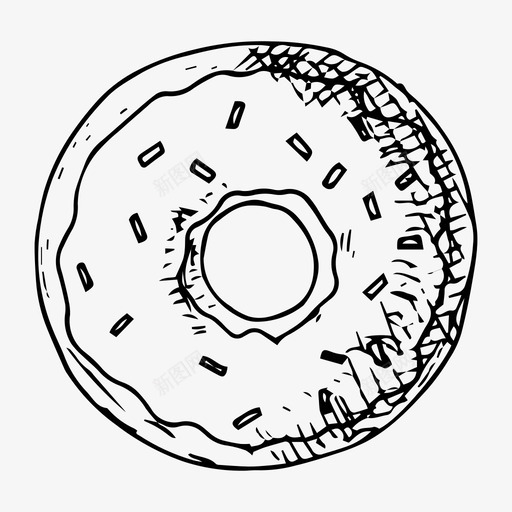 甜甜圈食物手绘图标svg_新图网 https://ixintu.com 手绘 甜甜圈 糖果 菜单 食物