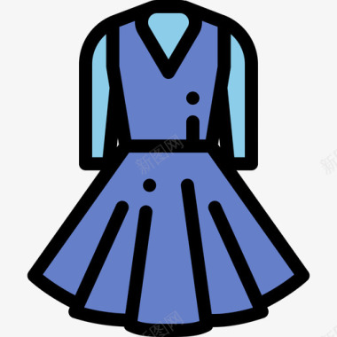连衣裙秋装6件线性颜色图标图标