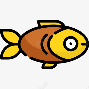 鱼海洋生物8线状颜色图标图标