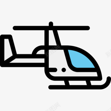 直升机豪华13线性颜色图标图标