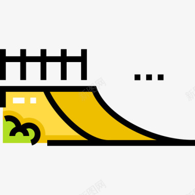 斜坡溜冰鞋线性颜色图标图标