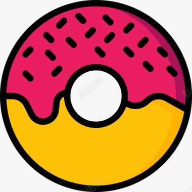 甜甜圈食品和饮料19线性颜色图标图标