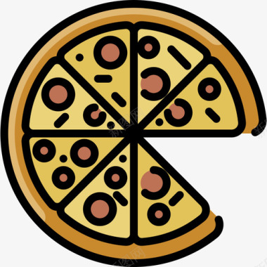 披萨食品甜点2线性颜色图标图标