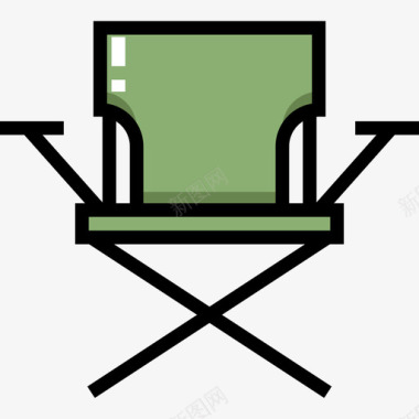 露营椅safari4线性颜色图标图标