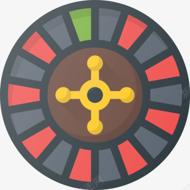 轮盘赌赌场休闲线性颜色图标图标