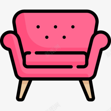 扶手椅豪华商店5线性颜色图标图标