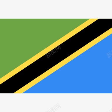 坦桑尼亚长方形国家简单旗帜图标图标