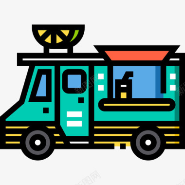 柠檬水食品车2线性颜色图标图标