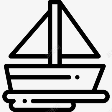 帆船夏季9号直线型图标图标