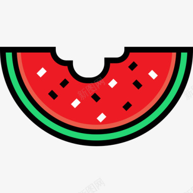 西瓜野餐25线形颜色图标图标