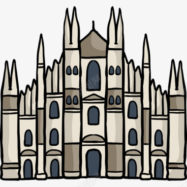 米兰大教堂世界纪念碑色彩图标图标