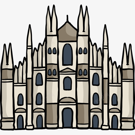 米兰大教堂世界纪念碑色彩图标svg_新图网 https://ixintu.com 世界纪念碑 米兰大教堂 色彩
