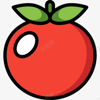 番茄食品和饮料19线性颜色图标图标