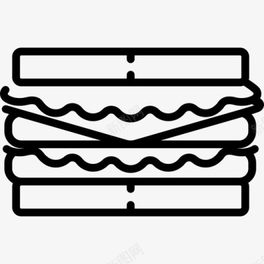 三明治食品甜点3线性图标图标