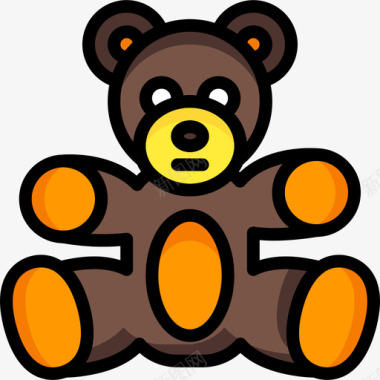 泰迪熊玩具12线性颜色图标图标