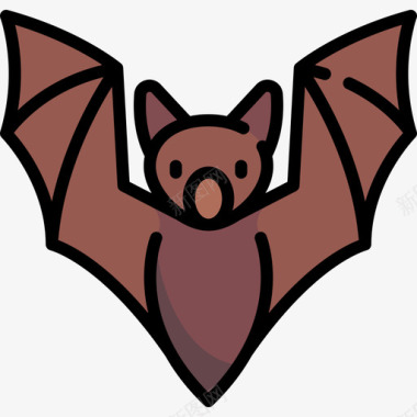 蝙蝠动物与自然2线性颜色图标图标
