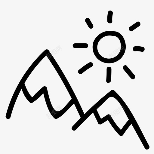 山手绘风景图标svg_新图网 https://ixintu.com 山 手绘 涂鸦自然 线条 风景