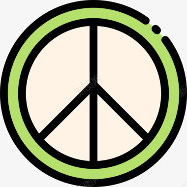 和平主义嬉皮士13线性颜色图标图标