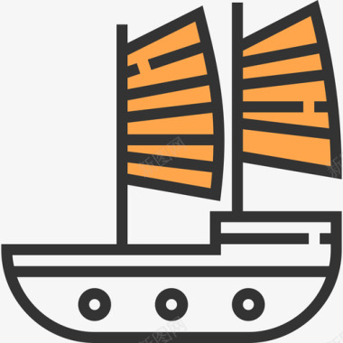 船中国符号黄影图标图标