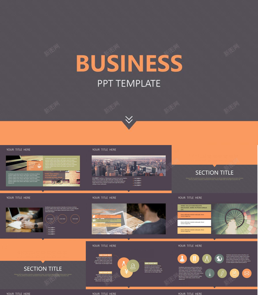 橙黑色商务通用PPT模板_新图网 https://ixintu.com 商务 商务通 通用 黑色