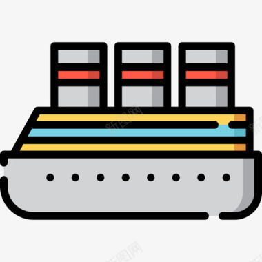 邮轮运输39线性颜色图标图标