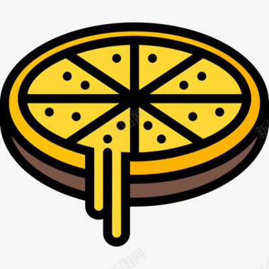 披萨食品和饮料19原色图标图标
