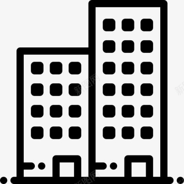 公寓城市元素14线性图标图标