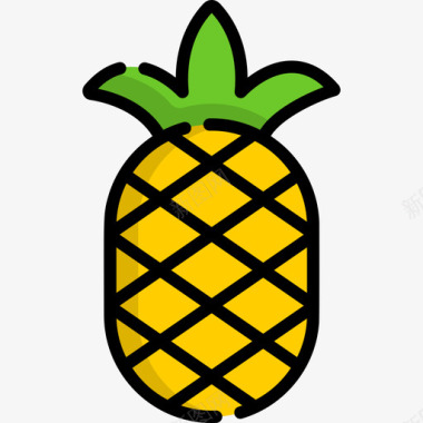 菠萝食品和饮料10线性颜色图标图标