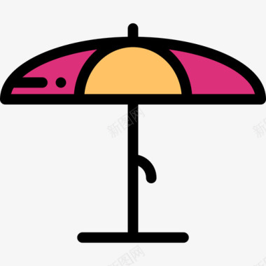 沙滩伞假日旅行7线性颜色图标图标