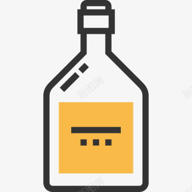 威士忌饮料黄皮影图标图标