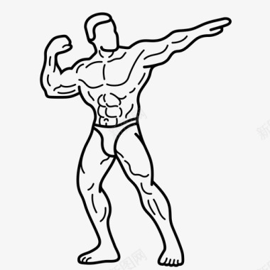 肌肉男健美运动员柔韧性图标图标
