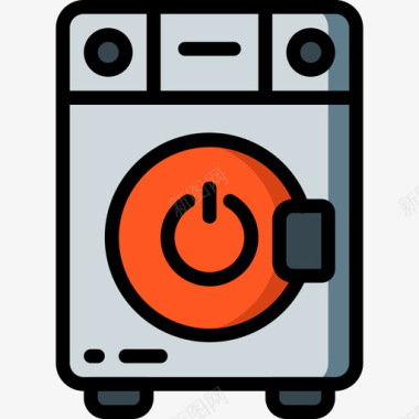 洗衣机家用自动化2线性颜色图标图标