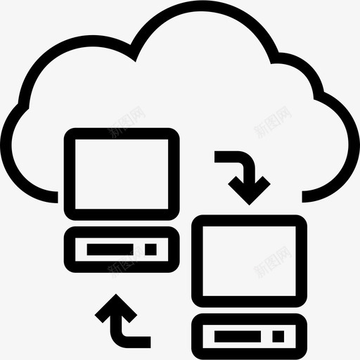 云计算云数据技术线性图标svg_新图网 https://ixintu.com 云数据技术 云计算 线性