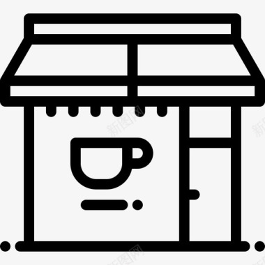 咖啡店城市元素14线性图标图标